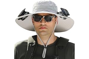 Solar Fan Hat with 2 Fans, UPF 50+ Outdoor Fishing & Beach Sun Hat,Wide Brim USB Solar Powered Fan Hat for Men Women