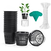 ORIMERC 3 inch Net Pots for Hydroponics, 50 Pack Net Cups with Self Watering Rope &amp; Plant Labels, Nursery Pots for Kratky Aquarium Plant, Hydroponic Baskets Garden Vegetables Growing