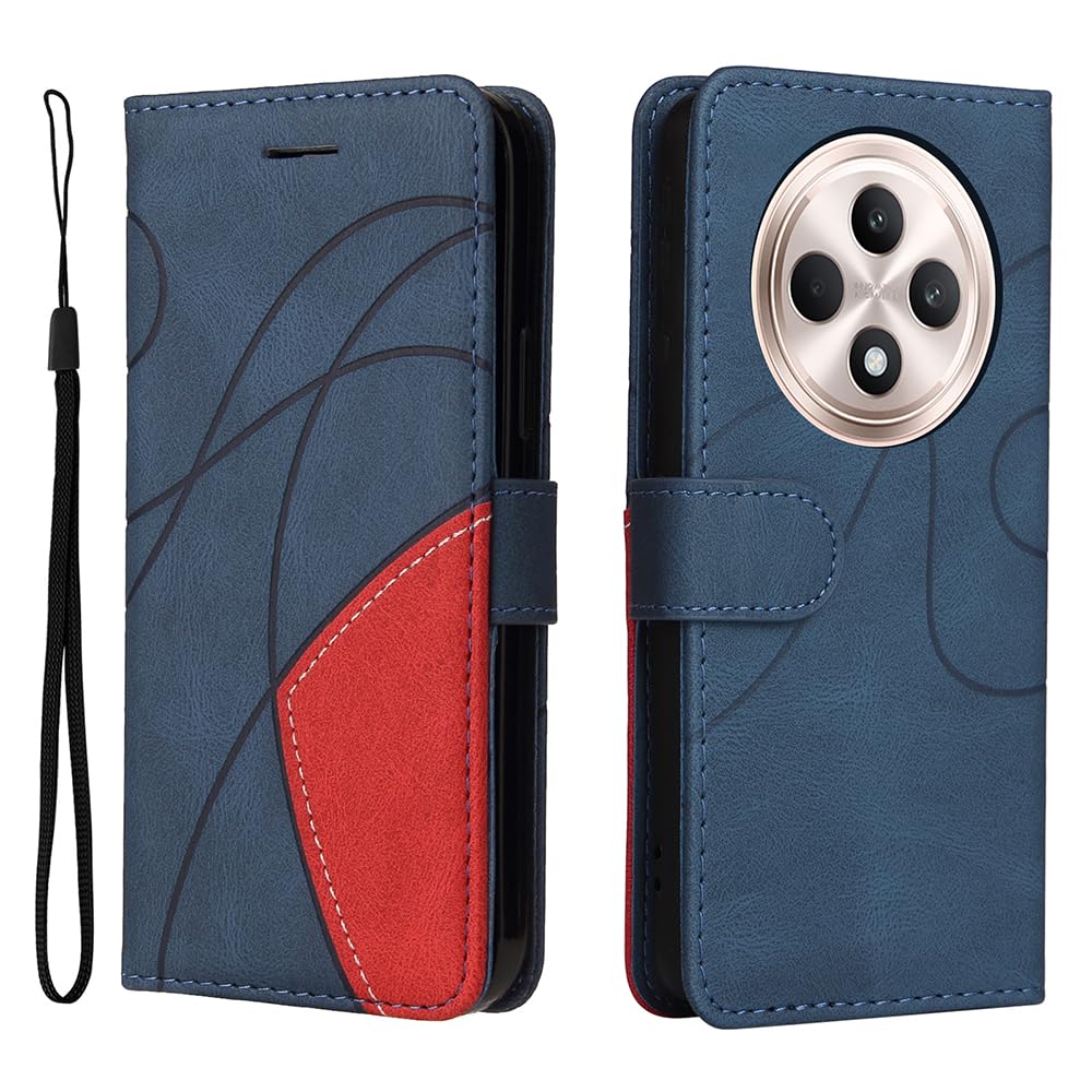XINNI Protective Phone Case for OPPO Reno 12 F 5G/OPPO Reno 12 FS 5G, PU/TPU Vintage Flip Leather Shockproof Cover Magnetic Book Style Wallet, Blue — image 1