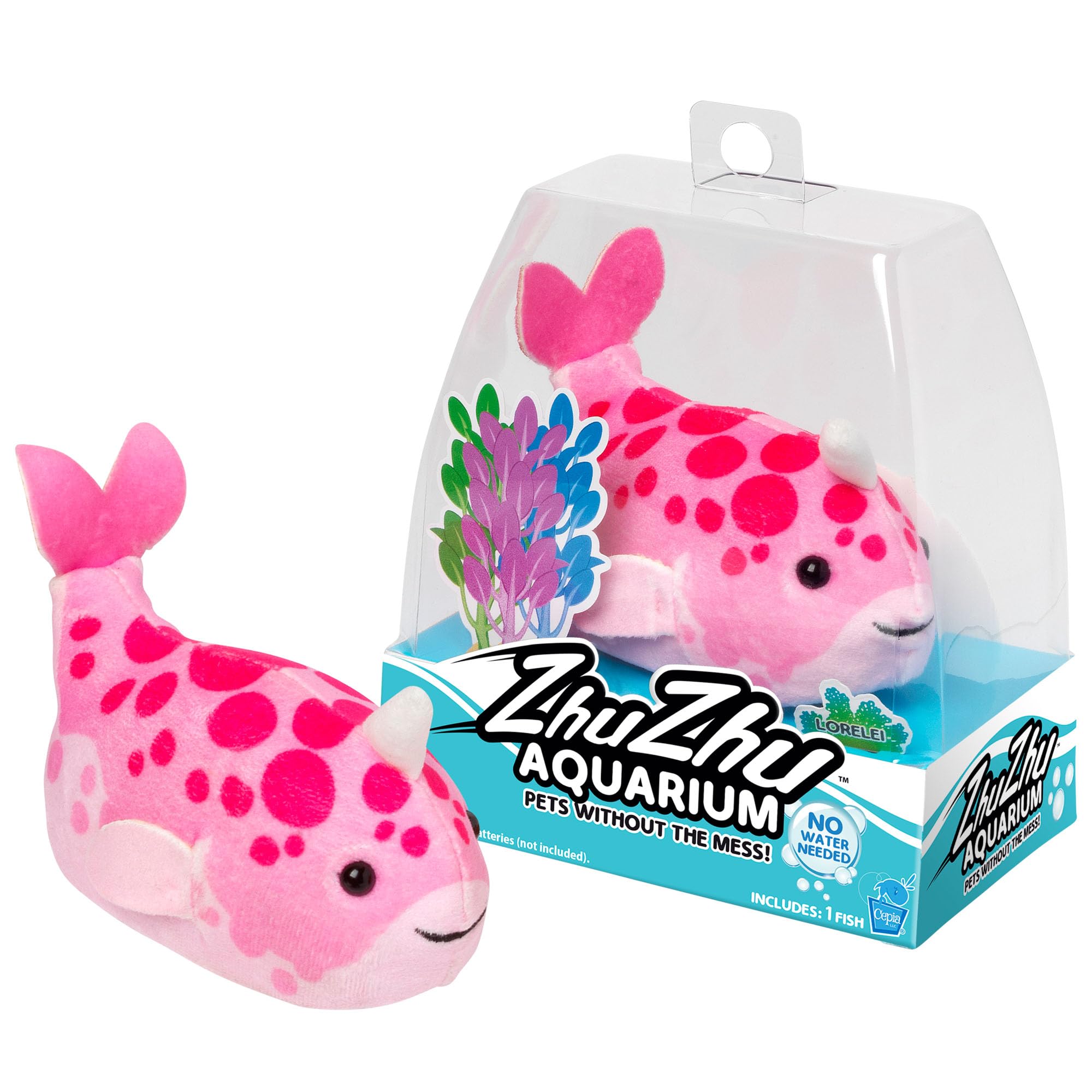 Zhu Zhu Pets | Zhu Zhu Aquarium Toy Fish - Lorelei | Interactive, Collectible Pet with Sounds and Movement | Electronic Pets | Ages 4+, Pink