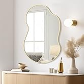 WallBeyond Gold Asymmetrical Mirror, Modern Irregular Wall Mirror with Aluminum Frame for Bedroom, Bathroom, Living Room, and Entryway 36" H x 24" W (Gold)