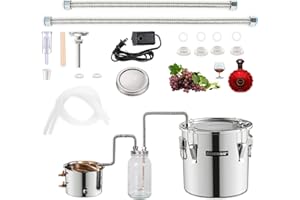 DESENNIE Shine Still Alcohol Distiller 5 Gallon with Stainless Steel Pot Glass Thumper Keg Copper Coil Thermometer Water Pump Home Brewing Kit for Wine Making Whisky Brandy Vodka Essential Oil