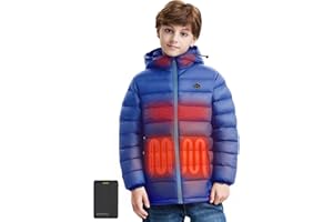 ORRNIKKO Kids Heated Jacket with Battery Pack - 7.4V Rechargeable Boys Girls Lightweight Electric Heated Coat Winter