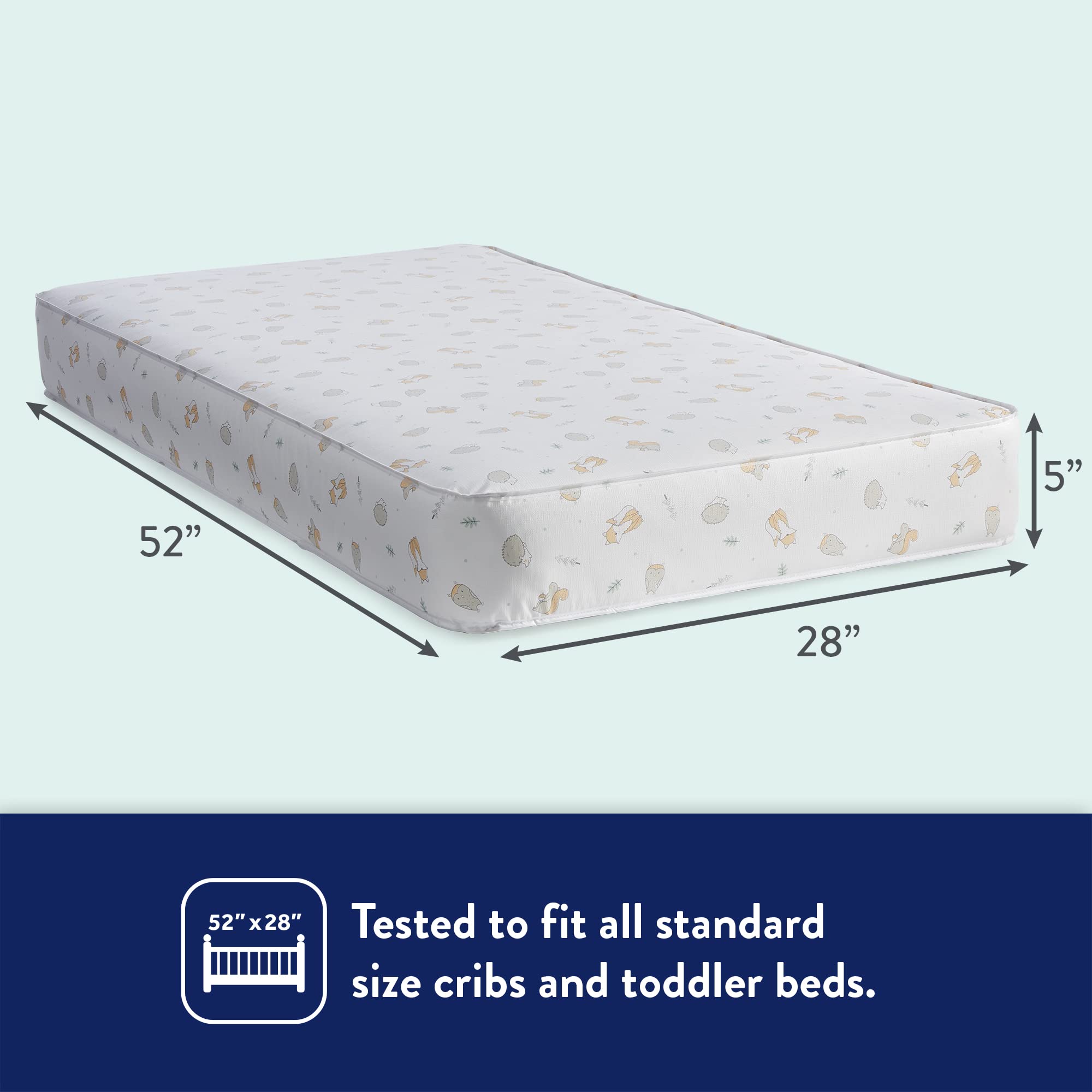 Kolcraft BabyPedic Antibacterial 2 Stage Waterproof Crib Mattress plus Toddler Bed Fit, Premium Extra Firm Supportive Coils, GREENGUARD Gold Certified, Safety & Quality Tested, Made in USA, 52