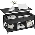 VASAGLE Lift Top Coffee Table, Lift Coffee Table with Storage Shelf, Hidden Compartments and Lifting Top, for Living Room, Of