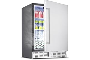 VEVOR 24-Inch Indoor/Outdoor Beverage Refrigerator, 150 QT Freestanding or Undercounter Beverage Fridge, 180 Cans Built-in Beer Fridge with Metal Plate Body for Residential Home Bar Commercial Use