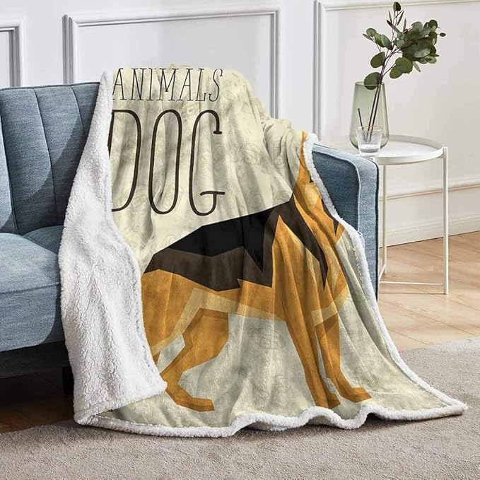 YUAZHOQI German Shepherd Throw Blankets for Couch Geometric Animal