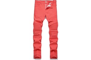 RXXKKK Men's Classic Zipper Biker Regular Fit Flex Jean