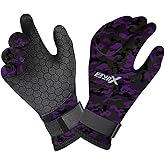 XUKER Neoprene Water Gloves, Winter Fleece-Lined 3mm Five Finger Warm Wetsuit Winter Gloves for Scuba Diving Snorkeling Surfing