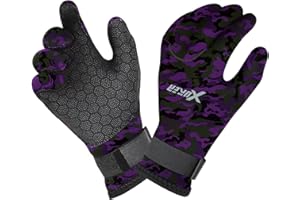 XUKER Neoprene Water Gloves, Winter Fleece-Lined 3mm Five Finger Warm Wetsuit Winter Gloves for Scuba Diving Snorkeling Surfing