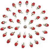 YETOOME 3D Strawberry Enamel Charms Colored Fruit Pendants Charms for Necklace Bracelet Jewelry Making and Crafting, 40 PCS
