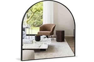 NISHCON Arched Wall Mirror, Arched Bathroom Mirror, 26x28 inch Black Wall Mounted Mirror for Vanity Bedroom Living Room Entryway