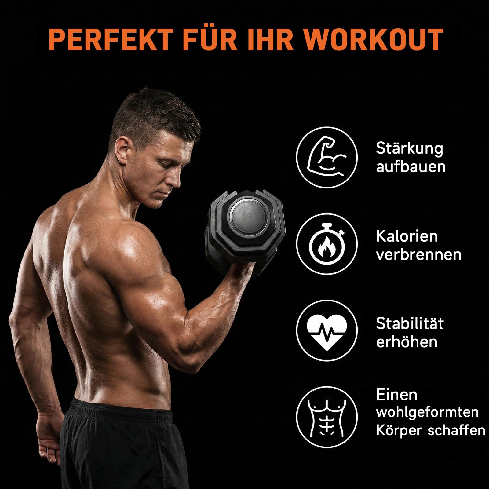 HAUSPROFI Verstellbare Hanteln 55 lbs (24,95kg)-Paar, Hanteln Set 10 in 1 Gewichtsstufen, Kurzhanteln Verstellbar Platzsparend mit rutschfestem Griff für Fortgeschrittene Krafttraining Fitnessstudio 7