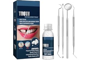 SHXXYLJH Tooth Repair Kit,4Pcs Dental Tools,1Pcs 30ml Dental Repair Denture Repair Beads,Tooth Repair Granules Tools Set for Temporary Fixing Filling Missing Broken Tooth Moldable Fake Teeth(5Pack)