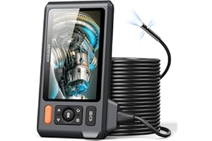 DEPSTECH Triple Lens Sewer Inspection Camera with 50ft Semi-Rigid Cable, 5" IPS Screen Endoscope with Light, 1080P HD Industr