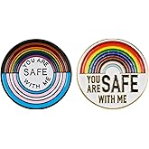 JOFONY 2 PCS You Are Safe With Me Broochs Pins,Rainbow Flag Alloy Pride LGBTQ+ Gay Lesbian Lovers Enamel Lapel Brooch for Shirt Backpack Hat Decoration Jewelry Gift