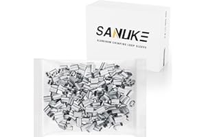 Sanuke 200PCS 5/64" Aluminum Crimping Loop Sleeve Wire Rope Sleeves Double Barrel Ferrule for Wire Rope and Cable Line End…