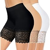 ZENUTA 3pcs Lace Slip Shorts for Under Dresses Women, Anti Chafing Shorts Women, Bloomers Boyshorts Panties Lace leggings