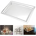 Le'raze Elegant Mirrored Rectangular Silver Tray, Mirrored Tray for Whiskey Decanter, Candle Sticks, Vanity Set, Perfume Tray