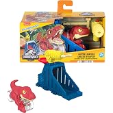 Fisher-Price Imaginext Jurassic World Launcher Set with 4.25-inch Chomping Toy Triceratops Dinosaur, Blaster &amp; Food Projectile