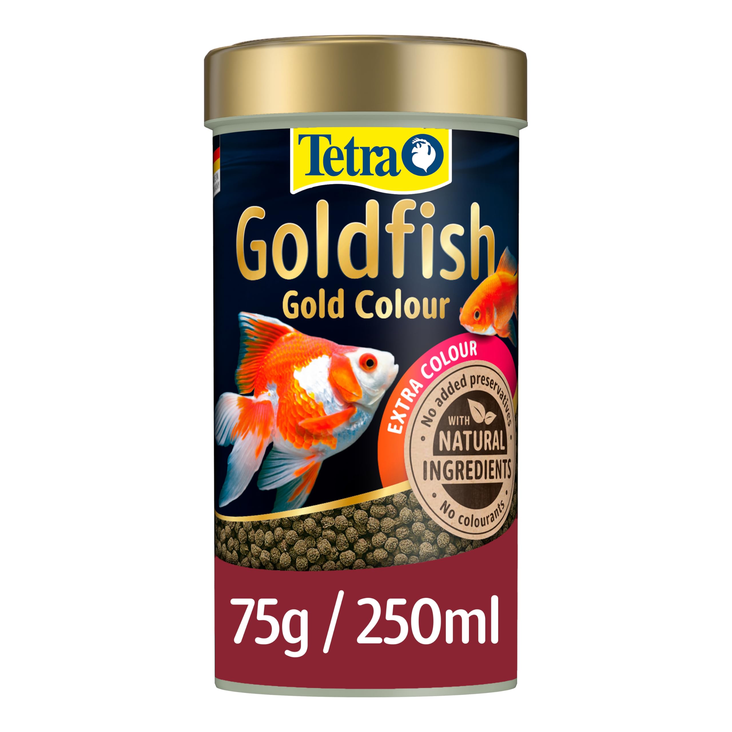 Tetra Goldfish Gold Colour Fish Food, Premium Fish Food with Colour Enhancers for All Goldfish, 75 g