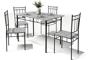 AMICLIBER 5-Piece Kitchen Dining Set, Compact Mid-Century Modern Dining Table and Chairs Sets, Kitchen Dinette Table Sets with Wooden Table Tops and Metal Legs for Home,Apartment, Grey