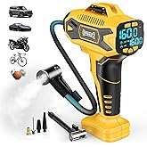 DIYtoolifz Cordless Tire Inflator Air Compressor Compatible with Dewalt 20V Battery, 160PSI Portable Air Pump with Digital Pressure Gauge, Fast Inflation for Cars, Motorcycles, Bikes(Bare Tool)