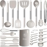 oannao Large Silicone Cooking Utensils Set - Heat Resistant Kitchen Utensils,Turner Tongs,Spatula,Spoon,Brush,Whisk,Stainless