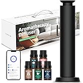 Wirless Rechargeable Waterless Scent Diffuser Kit, Includes 5 Premium Oils, 2000 Sq.Ft Coverage,Hotel Scent Diffuser for Home, Studio, Cordless Essential Oil Diffuser Large Room, APP Control - Black