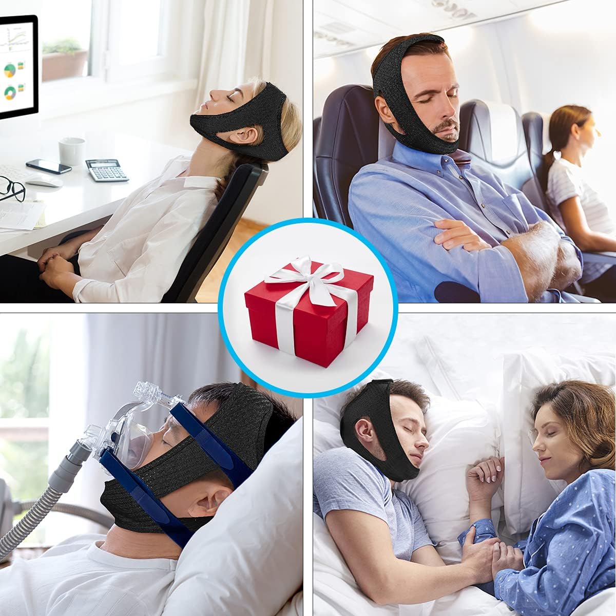Anti Snore Chin Strap, [2021 Newest] Chin Straps for Snoring, Adjustable Snoring Solution Stop Snoring Chin Strap for CPAP Users, Breathable Sleep Aid Snoring Strap for Men and Women, Black: Health & Personal Care