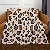 ANIOXCK Throw Blanket for Couch, 300GSM Warm Soft Cozy Flannel Blanket, Cute Blanket for All Seasons Bedroom Home Decor Gifts, Luxury White Leopard 50x60 Inches