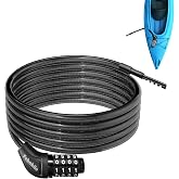 Febabilo Long Cable Lock, Extra Long Straight Bike Lock (5ft to 25ft) with Resettable Combination, Kayak Locks, Unique Thin end Cable Locks Suitable Kayak, Scooter, Paddle Boards, Canoe, Jet Ski