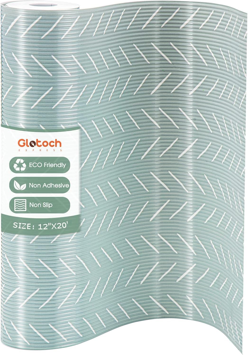 Photo 1 of Glotoch Shelf Liners for Kitchen Cabinets, 12in x 20FT Non-Adhesive Liners for Shelves,Non Slip Waterproof Contact Paper for Drawers Pantry EVA Wire Shelf Liner,Green Herringbone