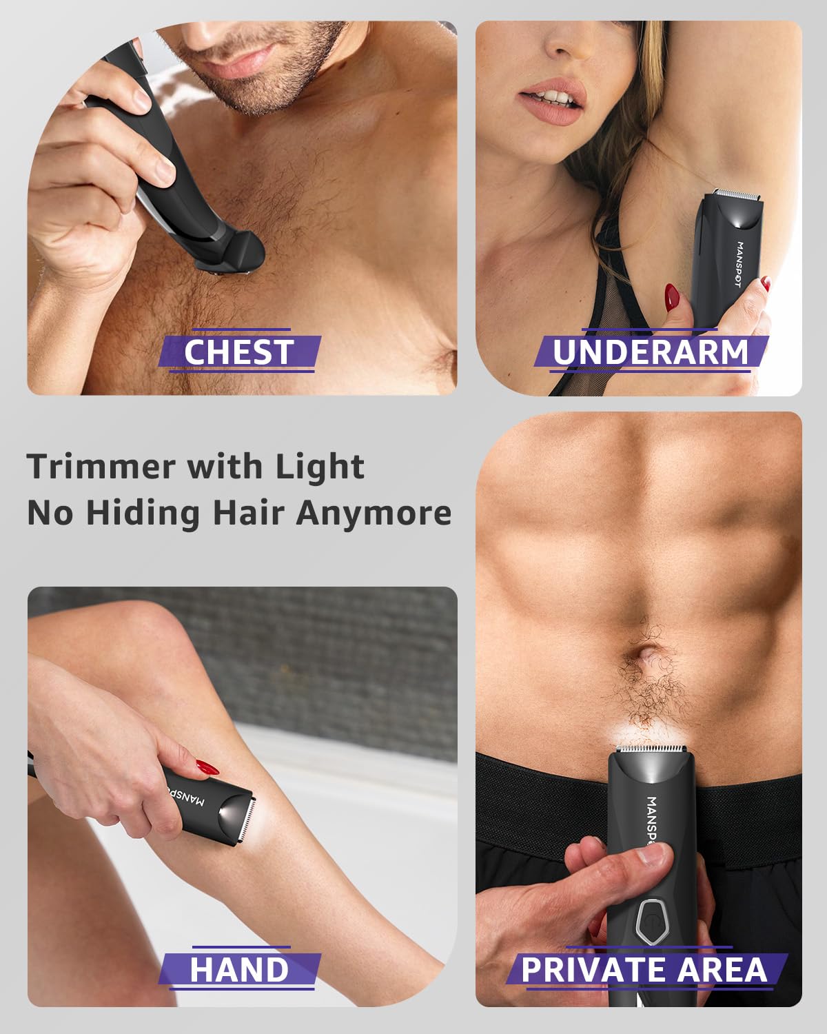 MANSPOT Manscape Body Trimmer for Men, Dual Head Foil Blades Ball Trimmer/Shaver, Pubic Groin Hair Trimmer Waterproof Foil Shaver Mens Grooming Trimmer 90 Minutes Shaving After Fully Charged