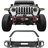 Rugged Ridge Arcus Bumper, Front for Jeep Wrangler JK | Stubby w/Tubular Overrider, Steel, Black | 11549.13 | Fits 2007-2018 Jeep Wrangler JK