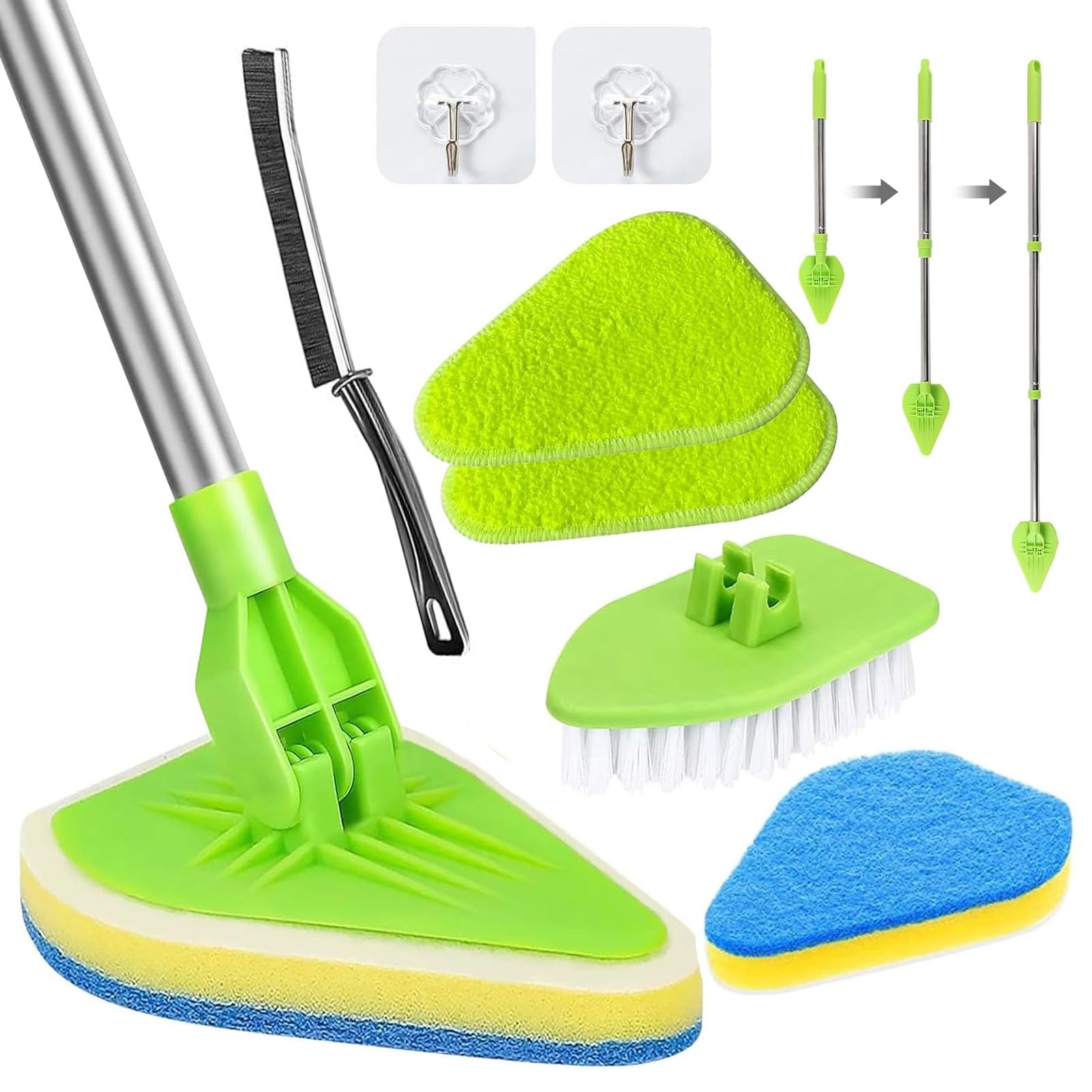 Shower Cleaning Brush, 3-In-1 Long Handled Scrubbing Brush 180° Rotatable Bathroom Tile Cleaner for Bathtub Tile Wall Floor