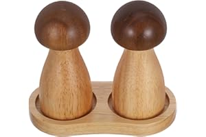 BESPORTBLE Mushroom Shape Pepper Grinder and Salt Mill with Oak Base Manual Kitchen Spice Grinder Set for