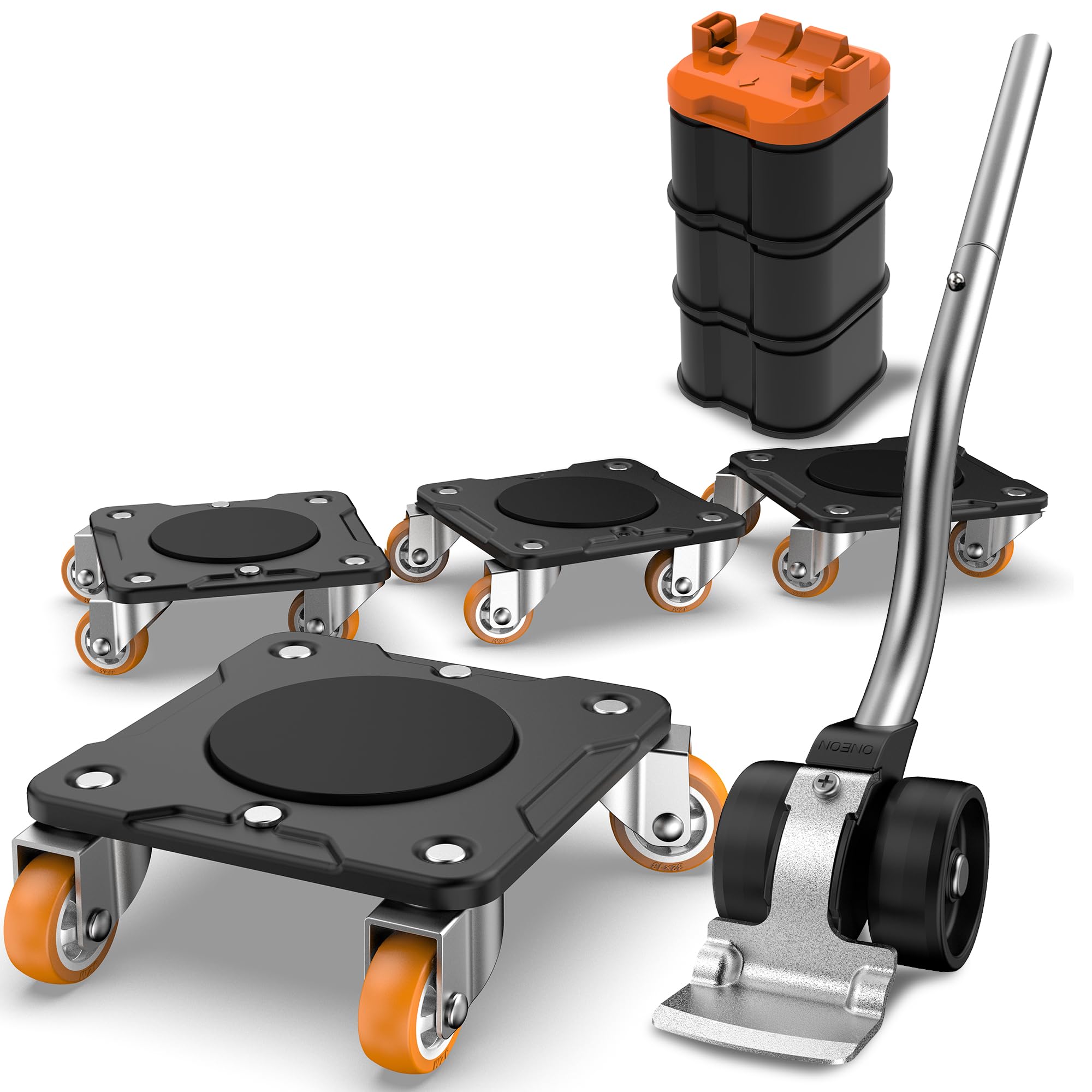 ONEON Furniture Mover Plus, Upgrated to Full Carbon Steel Panels Dolly, Reinforced Rib Design, Increased Weight Capacity, with Furniture Lifter, Easy Heavy Lifting Image