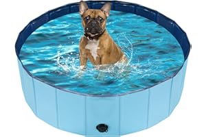 DESOXIVI Foldable Dog Pool, Pet Swimming Pool, Pet Outdoor Bathing Tub, Dog Bath, Protective Lining, PVC Collapsible Pool for Dogs, Cats 40"