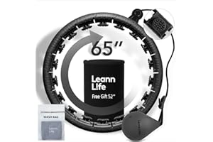 Leann L!fe U2 Black-32 Knots 19”- 65”, Detachable & Size Adjustable Weighted Hula Hoop for Kids Adults Weight Loss, Infinity Hoop Plus Size, Abdominal Toner,5 Color Balls, Free Waist Trimmer&Wash Bag