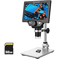 PalliPartners LCD Digital Microscope,7 inch 1X-1200X Magnification Zoom HD 1080P 12 Megapixels Compound 3000 mAh Battery…