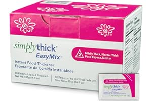 SIMPLY THICK SimplyThick EasyMix | 80 Count of 6g Individual Packets | Gel Thickener for those with Dysphagia & Swallowing Disorders | Creates An IDDSI Level 2 – Mildly Thick (Nectar Consistency)