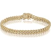 CG&KYGG 6mm Miami Cuban Link Chain 14K Real Gold Plated 316L Stainless Steel Solid Bracelet for Mens Womens(Double Safety Clasp, Christmas or Birthday Gift)
