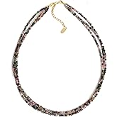 Gempires Multi Layered Beaded Necklace Handmade Gemstone Crystal Jewelry Hypoallergenic Non Tarnish 18 Inch Gold Plated Lightweight Choker Necklaces For Women