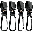 4 Pcs Baby Stroller Hooks for Hanging | Multipurpose Stroller Straps with Durable and Stylish Stroller Clips for Diaper Bags | The Perfect Mummy Hook for Stroller, Walker and Shopping (Black)