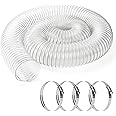 ODDMUCK 4" x 10' PVC Dust Collection Hose Clear Flexible Fume Debris Vacuum Collection Hose with 4 Clamps for Woodworking Dus
