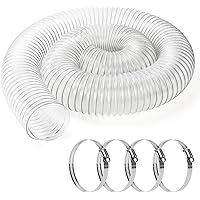 ODDMUCK 4" x 10' PVC Dust Collection Hose Clear Flexible Fume Debris Vacuum Collection Hose with 4 Clamps for Woodworking Dus