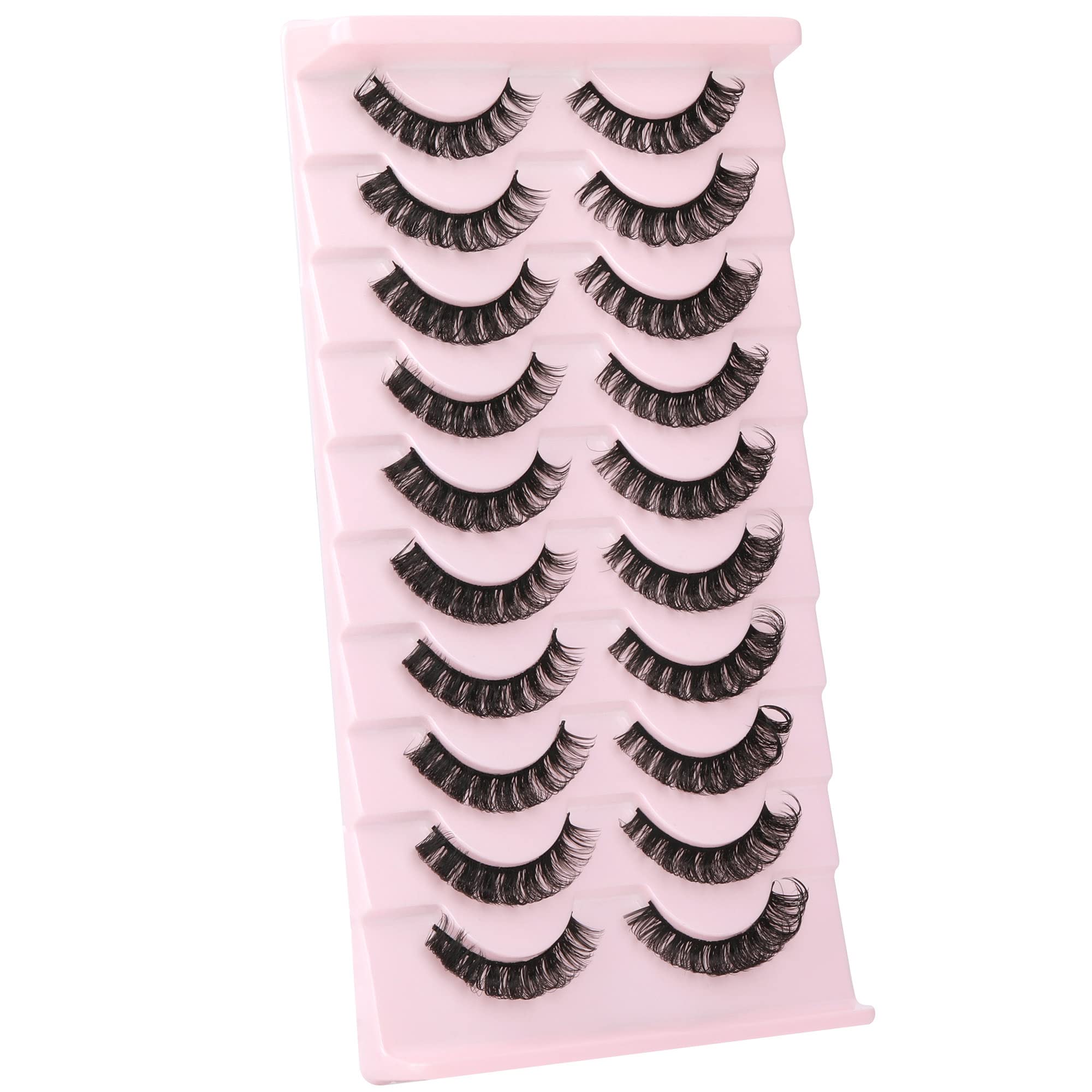 wiwoseo Eyelashes Russian Strip Lashes D Curly Natural Wispy Fluffy 3D Effect Hybrid Fake Eyelashes 10 Pairs Pack โ image 1