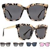 DIFF Bella Oversized Square Sunglasses for Women | Designer Tortoise Frames | 100% UV Protection