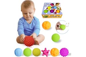 ROHSCE Sensory Ball for Babies 6 to 12 Months, Baby Balls for Toddlers 1-3 Massage Stress Relief, Textured Multi Sensory Balls Gift Sets, Montessori Sensory Toys 6 Spikey Squeeze Ball for Infant Kids